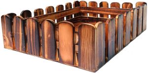 Rectangular Fence Crate Dual Slot Burnt Wooden Box