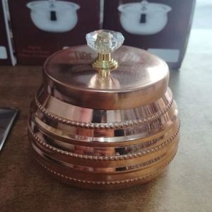 Metallic Rose Beaded Container with Crystal Lid