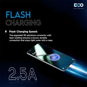 Eco Powerbolt 25W Type-C Data Cable | Super Fast Charging & Sync | Supports PD, 1M)
