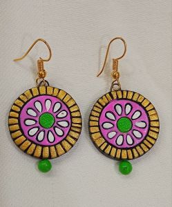 Round Terracotta Clay Earring Set