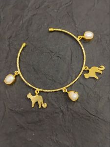 White Gemstone Brass Bracelet