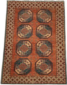Tribal Terracotta & Teal Geometric Medallion Plush Area Rug