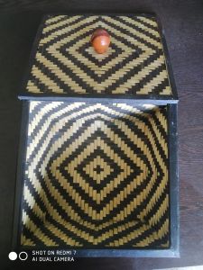 Bamboo Geometric Lid Top Storage Box