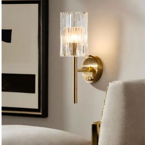 Aged Brass Crystal Wall Light