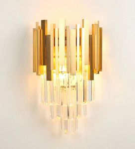 Golden Metal and Crystal LED Wall Light
