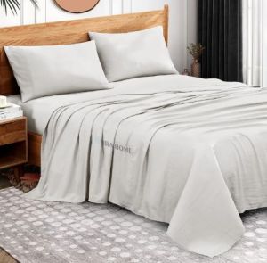 100% Egyptian Light Grey Cotton Three Piece Bed Sheet Set