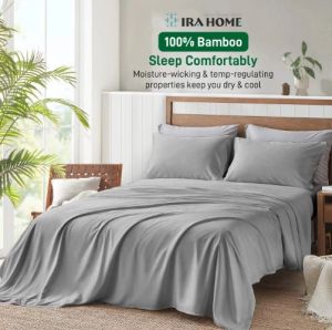 100% Organic Bamboo Grey Three Piece Bed Sheet Set