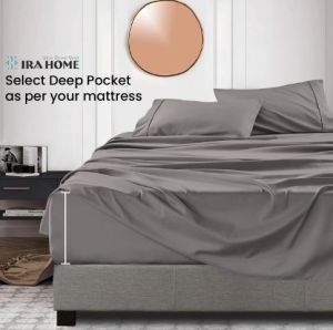 100% Egyptian Dark Grey Cotton Three Piece Bed Sheet Set
