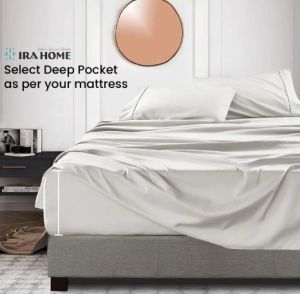 100% Egyptian Light Grey Cotton Three Piece Bed Sheet Set