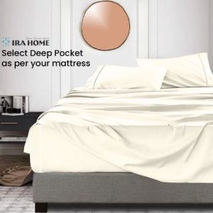 100% Egyptian Ivory Cotton Three Piece Bed Sheet Set