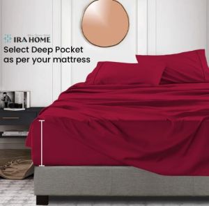 100% Egyptian Burgundy Cotton Three Piece Bed Sheet Set