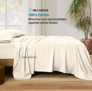 100% Egyptian Ivory Cotton Four Piece Bed Sheet Set