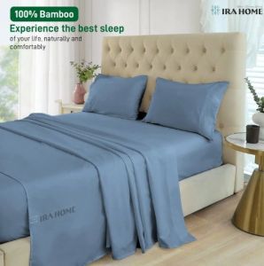 100% Organic Bamboo Mediterranean Blue Three Piece Bed Sheet Set