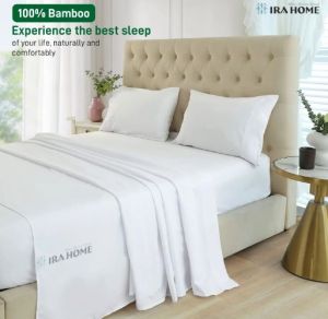 100% Organic Bamboo White Three Piece Bed Sheet Set