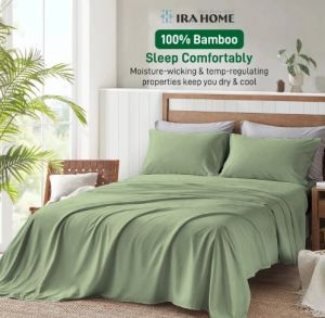 100% Organic Bamboo Moss Four Piece Bed Sheet Set