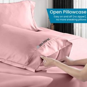 100% Egyptian Pink Cotton Three Piece Bed Sheet Set