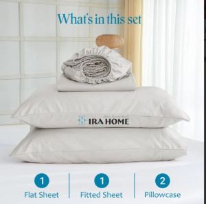 100% Egyptian Light Grey Cotton Four Piece Bed Sheet Set