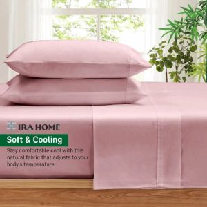 100% Organic Bamboo Rose Pink Three Piece Bed Sheet Set