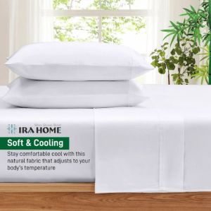 100% Organic Bamboo White Three Piece Bed Sheet Set