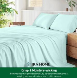 100% Organic Bamboo Aqua Blue Four Piece Bed Sheet Set