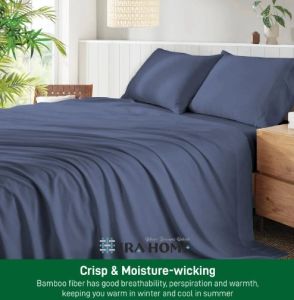 100% Organic Bamboo Mediterranean Blue Four Piece Bed Sheet Set