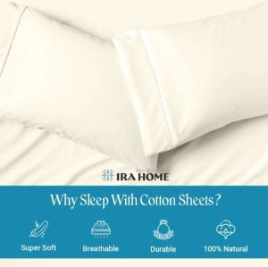 100% Egyptian Ivory Cotton Three Piece Bed Sheet Set