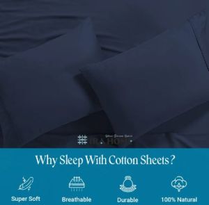 Navy Blue 100% Egyptian Cotton Three Piece Bed Sheet Set