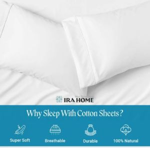 100% Egyptian White Cotton Three Piece Bed Sheet Set