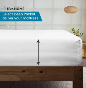 100% Egyptian White Cotton Four Piece Bed Sheet Set