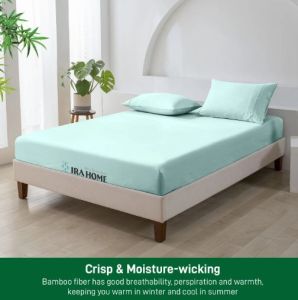100% Organic Bamboo Aqua Blue Four Piece Bed Sheet Set