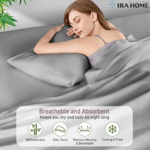 100% Organic Bamboo Grey Three Piece Bed Sheet Set