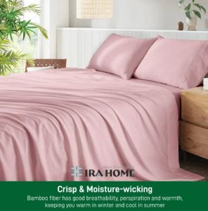 100% Organic Bamboo Rose Pink Four Piece Bed Sheet Set