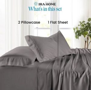 100% Egyptian Dark Grey Cotton Three Piece Bed Sheet Set