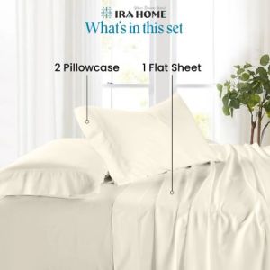 100% Egyptian Ivory Cotton Three Piece Bed Sheet Set