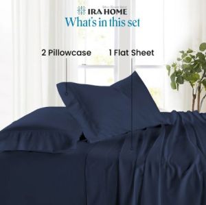 Navy Blue 100% Egyptian Cotton Three Piece Bed Sheet Set