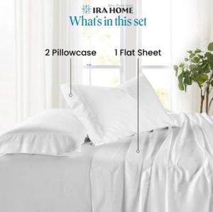 100% Egyptian White Cotton Three Piece Bed Sheet Set