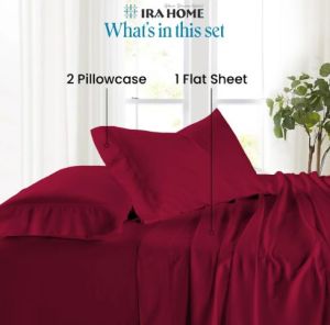 100% Egyptian Burgundy Cotton Three Piece Bed Sheet Set