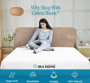 100% Egyptian White Cotton Four Piece Bed Sheet Set