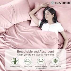 100% Organic Bamboo Rose Pink Three Piece Bed Sheet Set