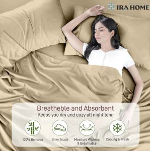 100% Organic Bamboo Taupe Three Piece Bed Sheet Set