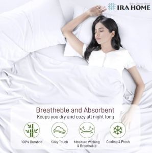 100% Organic Bamboo White Three Piece Bed Sheet Set