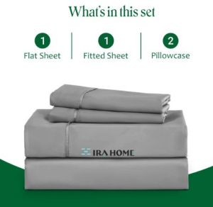 100% Organic Bamboo Grey Three Piece Bed Sheet Set
