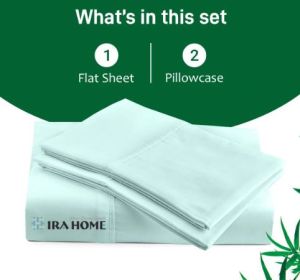 100% Organic Bamboo Aqua Blue Three Piece Bed Sheet Set
