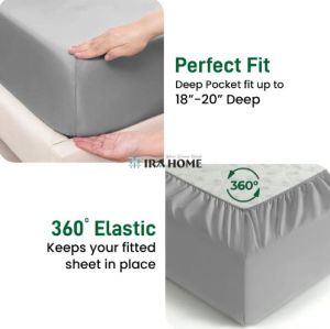 100% Organic Bamboo Grey Three Piece Bed Sheet Set