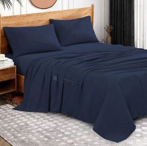 Navy Blue 100% Egyptian Cotton Three Piece Bed Sheet Set