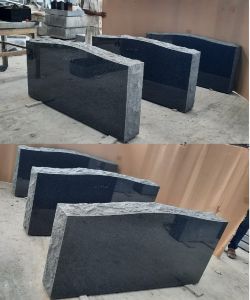 Black Upright Headstone with Sides Rockface Monument