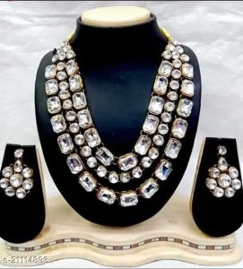 Elegant Polki Stone & Kundan Bridal Necklace Set