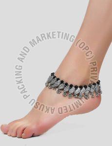Black Beads Traditional Anklet Pair