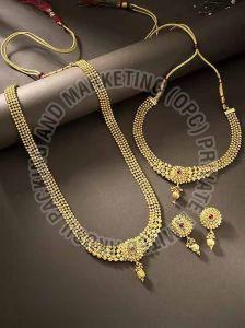 Designer Long Bridal Necklace Earrings Set