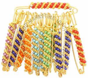 Multi Color Beaded Saree Brooch